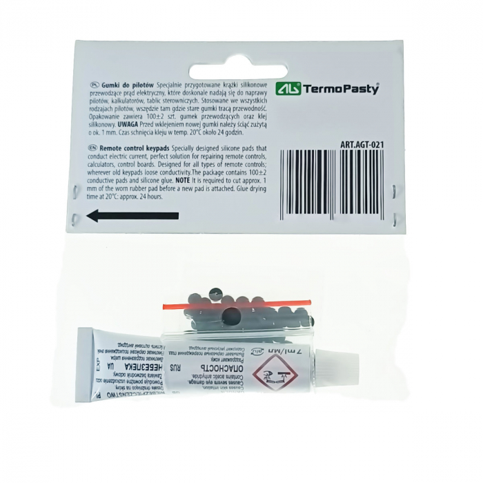 Set 100 butoane siliconice cu grosime 0.5mm si diametru 4mm, cu 7ml adeziv siliconic, pentru reparare telecomenzi, AGT-021 32001 [4]
