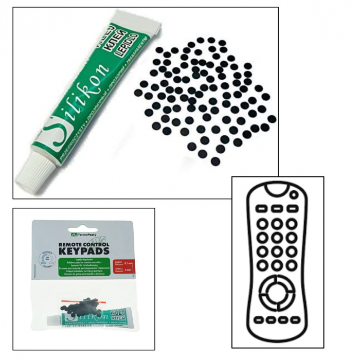 Set 100 butoane siliconice cu grosime 0.5mm si diametru 4mm, cu 7ml adeziv siliconic, pentru reparare telecomenzi, AGT-021 32001 [3]