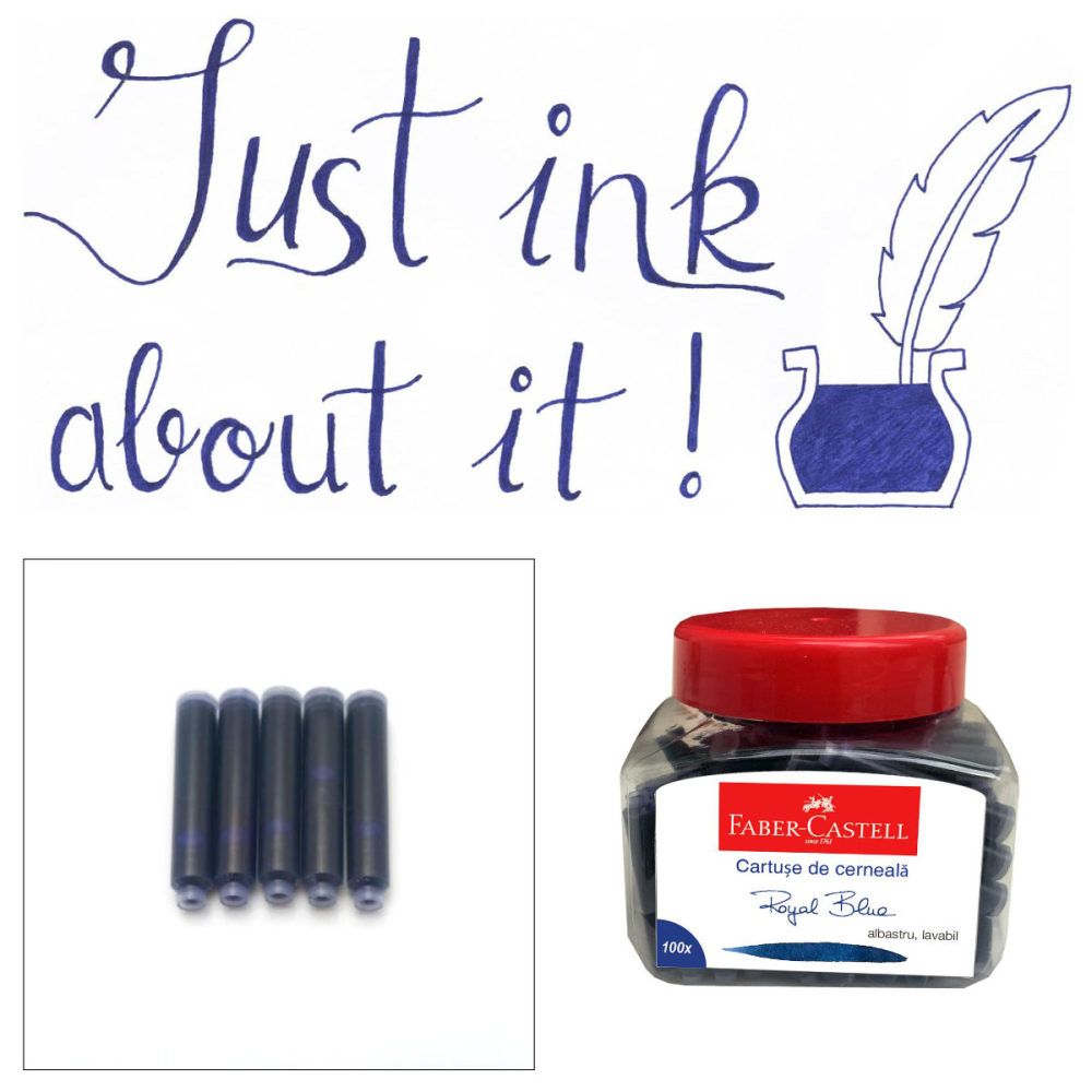 Set 100 Cartuse Cerneala pentru Stilou, Albastre, Faber-Castell, Standard International, Pentru Reincarcare Rapida si Usoara [3]