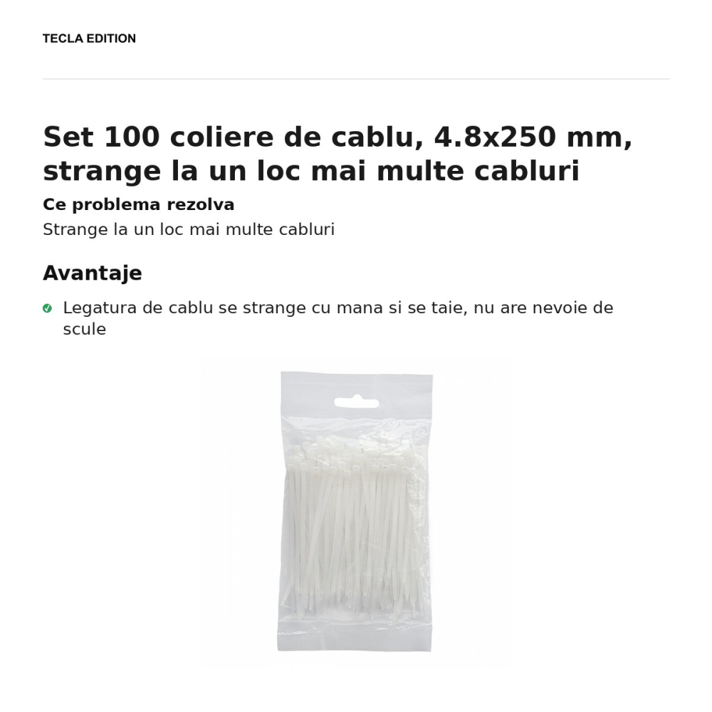 Set 100 coliere de cablu, 4.8x250 mm, strange la un loc mai multe cabluri [2]