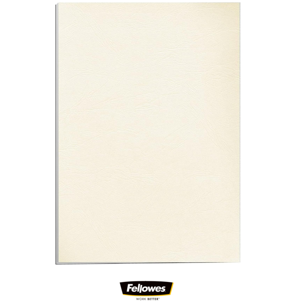 Set 100 coperti carton A4 crem, Fellowes, plastifiate cu polipropilena, 250 g/mp, pentru legare termica sau inele [2]