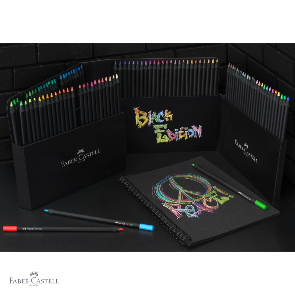 Set 100 creioane colorate Faber-Castell Black Edition, mina supermoale, forma triunghiulara ergonomica, pentru desen artistic [4]
