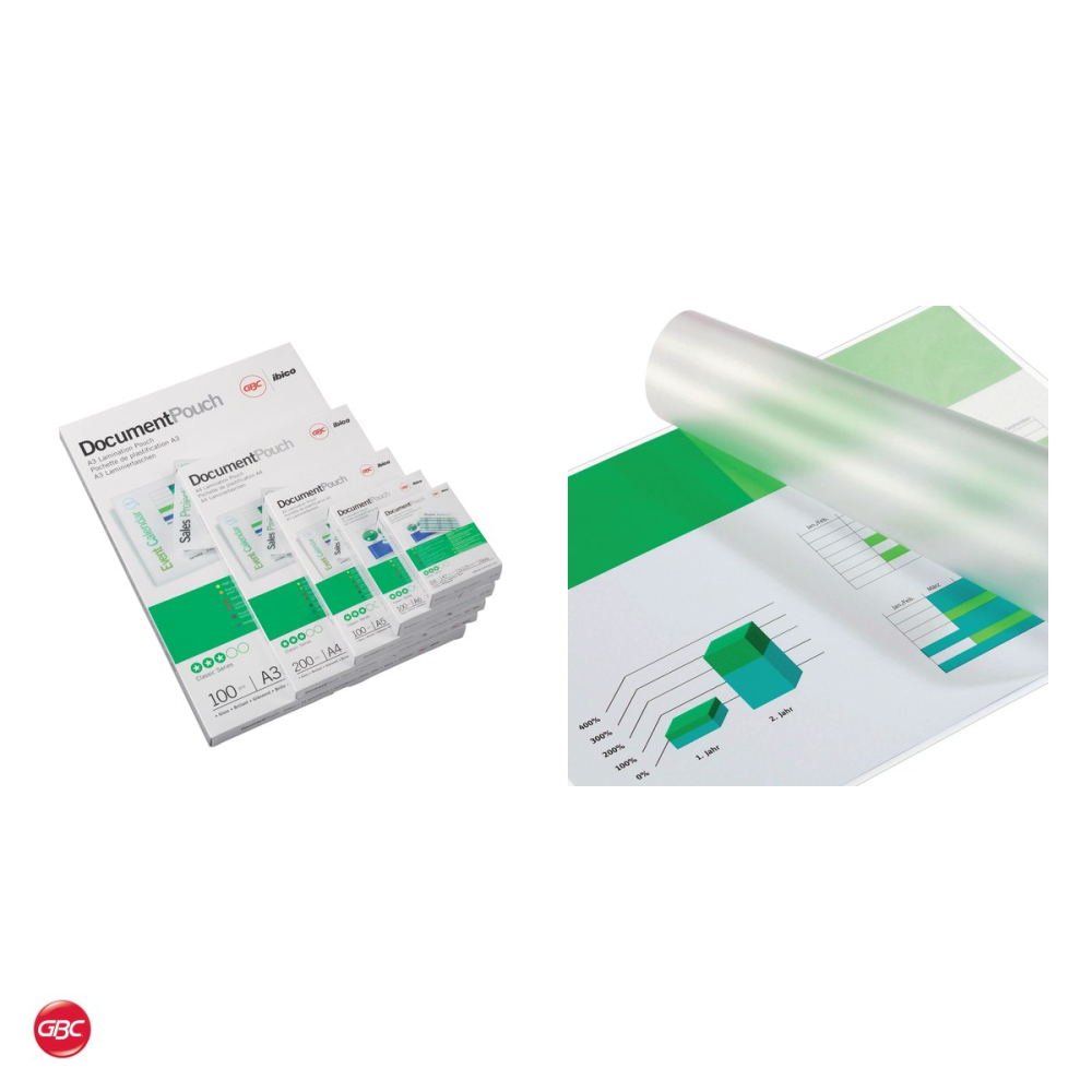Set 100 folii de laminare GBC A4, 75 microni pe fata, lucioase, pentru laminatoare termice, 210x297 mm, transparente [6]