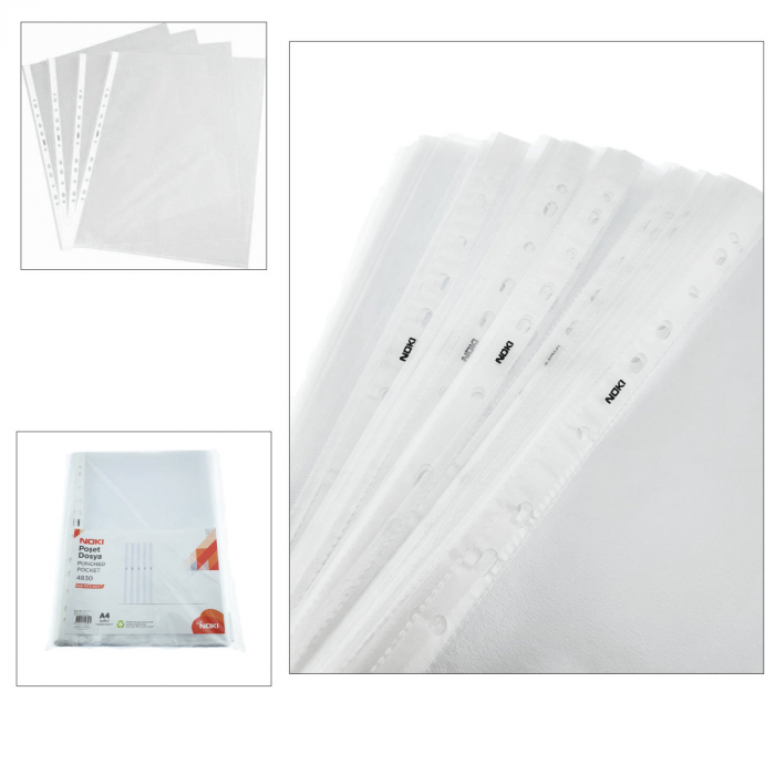 Set 100 folii de protectie A4 cu deschidere superioara, 40 microni, Noki 12320, suprafata orange peel [2]