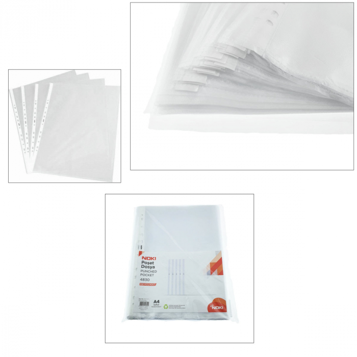 Set 100 folii de protectie A4 cu deschidere superioara, 40 microni, Noki 12320, suprafata orange peel [4]