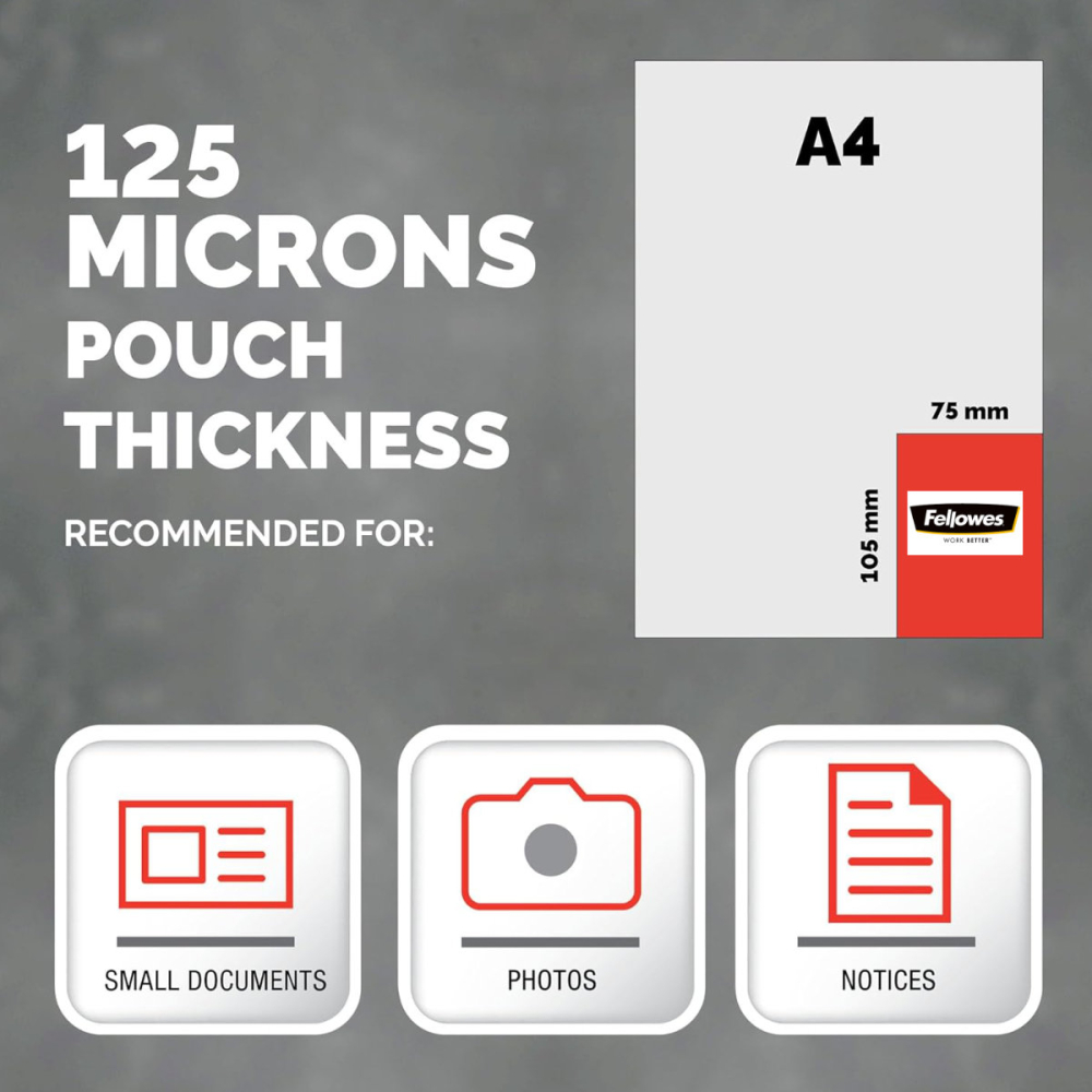 Set 100 folii laminare Fellowes, format card 75 x 105 mm, 125 microni, finisaj lucios, pachet 100 bucati, pentru protectie avansata carduri de identitate si vizita [3]