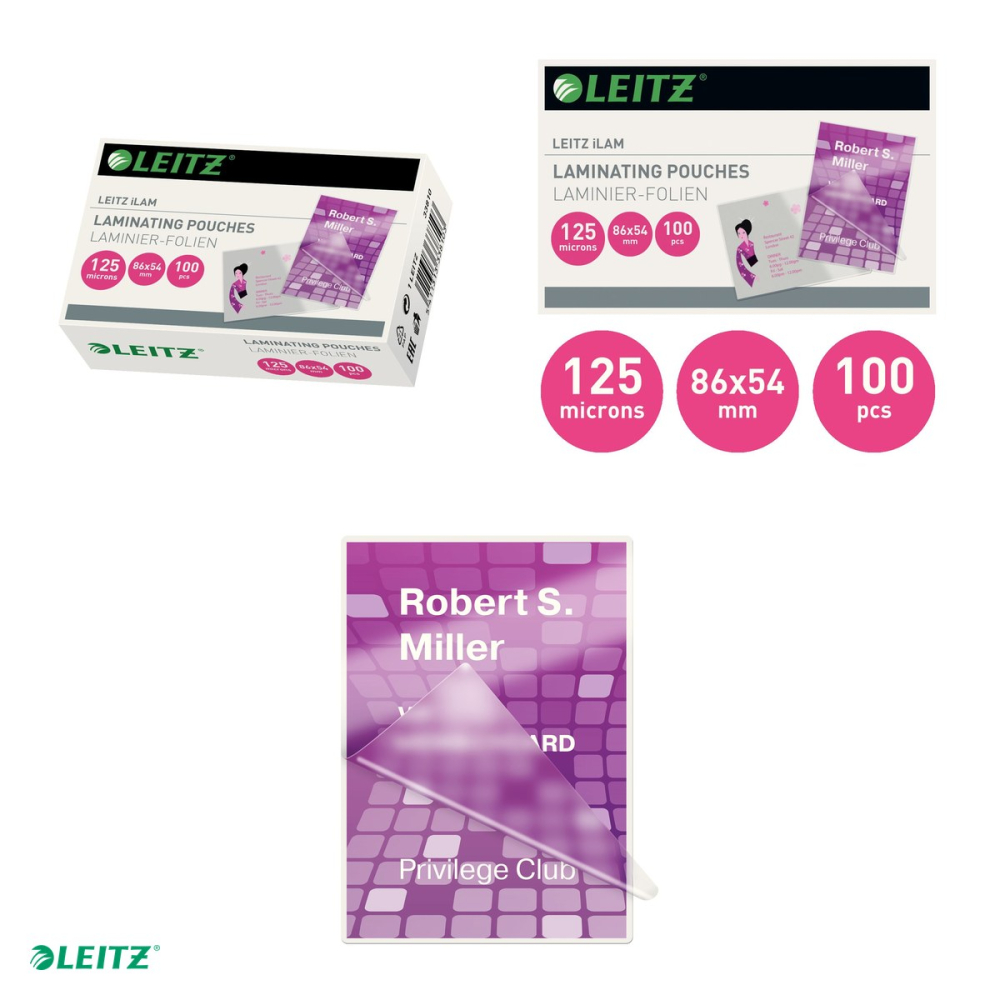 Set 100 folii laminare Leitz, la cald, 54x86 mm, 125 microni, incolor [4]