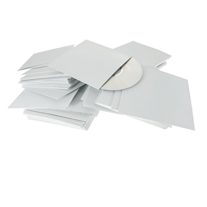 Set 100 plicuri protectie CD/DVD/Blu-Ray, din carton, personalizabile, fara clapeta, Omega 67207, albe [5]