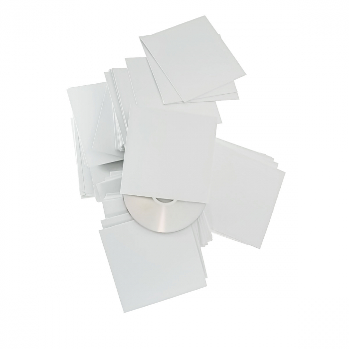 Set 100 plicuri protectie CD/DVD/Blu-Ray, din carton, personalizabile, fara clapeta, Omega 67207, albe [3]