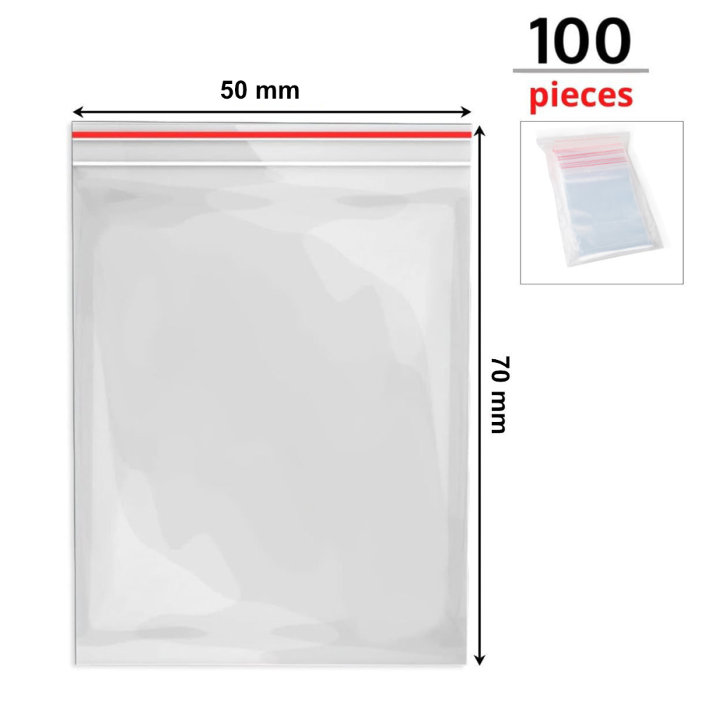Set 100 Pungi cu Inchidere Zip, 50 x 70 mm, Grosime 40 Microni, din Polietilena Rezistenta, Reutilizabile pentru Organizare Miniatura si Depozitare Sigura [2]