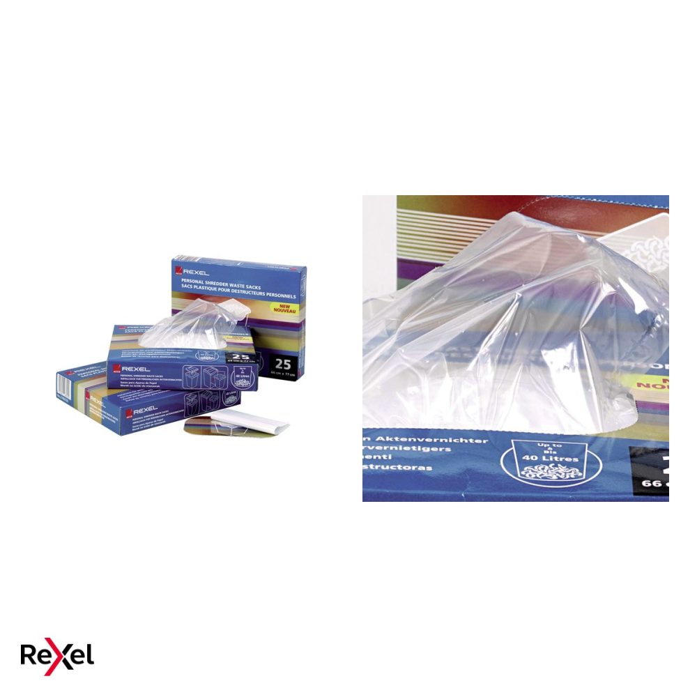 Set 100 saci din plastic Rexel pentru distrugatoare de documente, din polipropilena, capacitate 175 l, in cutie dispenser [4]
