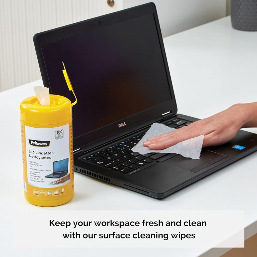 Set 100 servetele umede pentru curatare monitor, Fellowes, antistatice, biodegradabile, pentru ecrane LCD, TFT, laptop [2]
