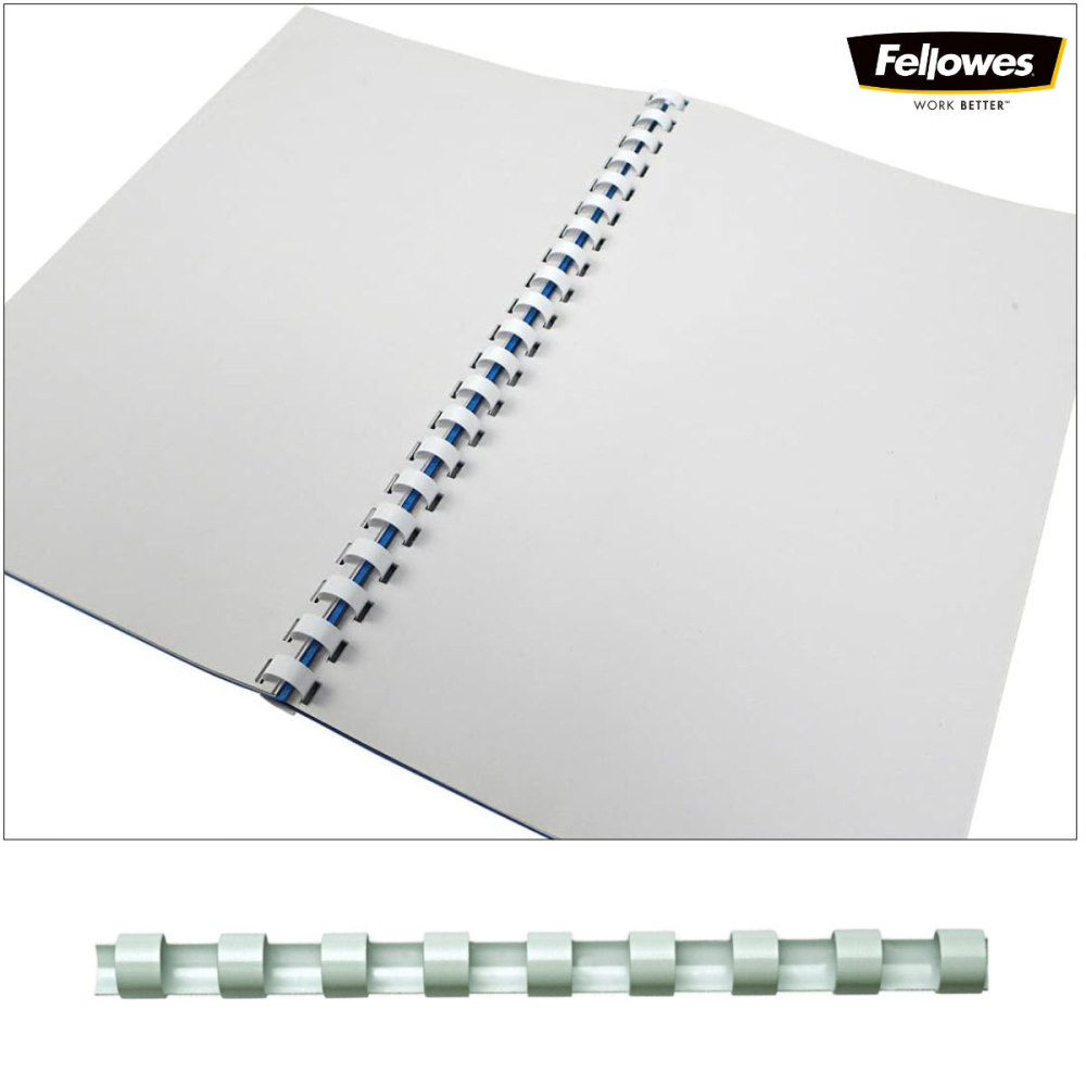 Set 100 spire inele plastic 12 mm alb pentru legat documente A4 pana la 80 coli ambalaj economic Fellowes [3]
