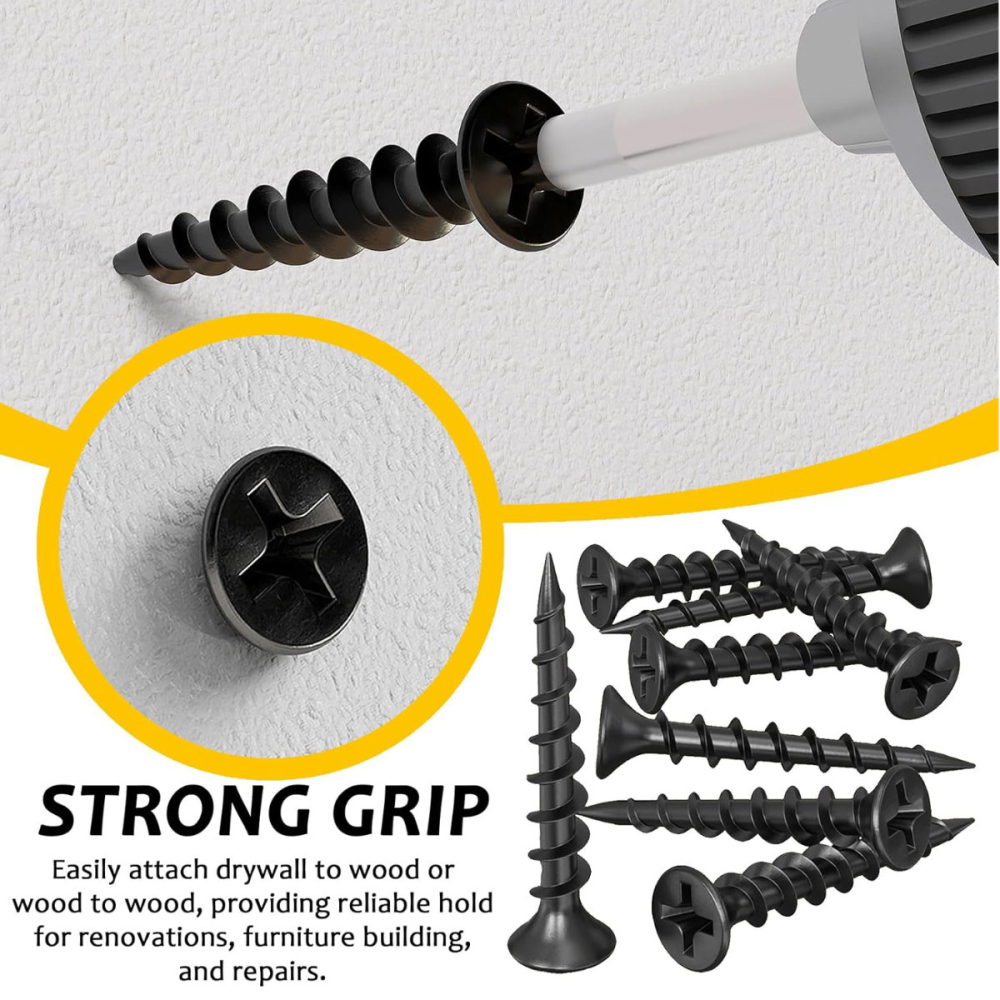 Set 100 Suruburi autofiletante pentru gips-carton, 3.5x55 mm, filet rapid pentru lemn, cap inecat PH2, otel fosfatat [5]