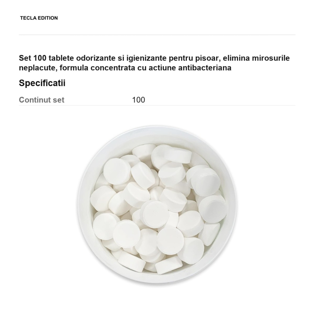 Set 100 tablete odorizante si igienizante pentru pisoar, elimina mirosurile neplacute, formula concentrata cu actiune antibacteriana [3]