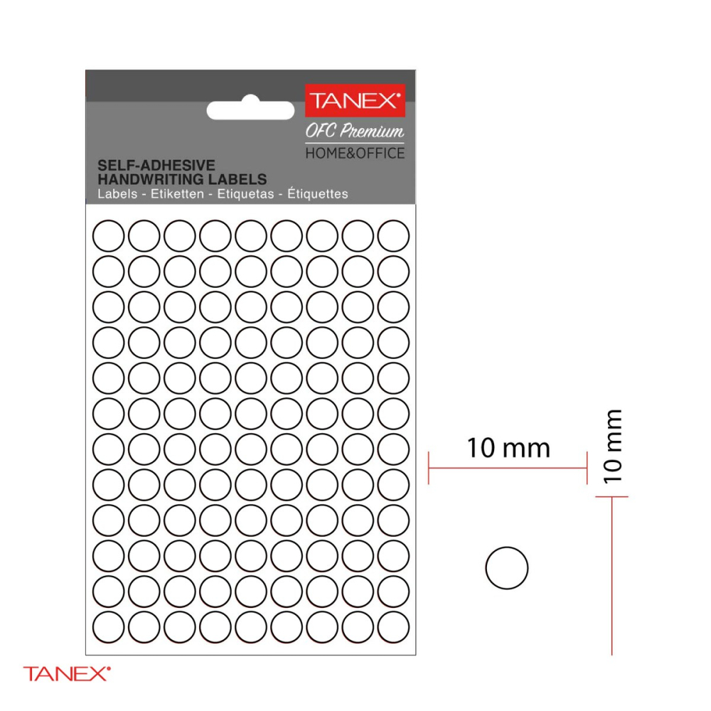 Set 10800 etichete autoadezive rotunde Tanex, diametru 10 mm, 10 seturi, albe [4]