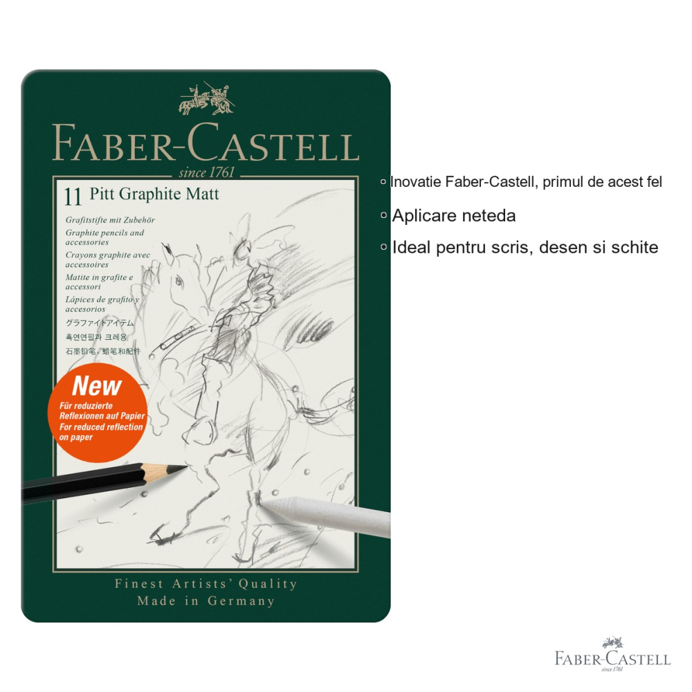 Set 11 creioane grafit mat Faber-Castell Pitt, ultra-mat, pentru desen si schite profesionale [3]
