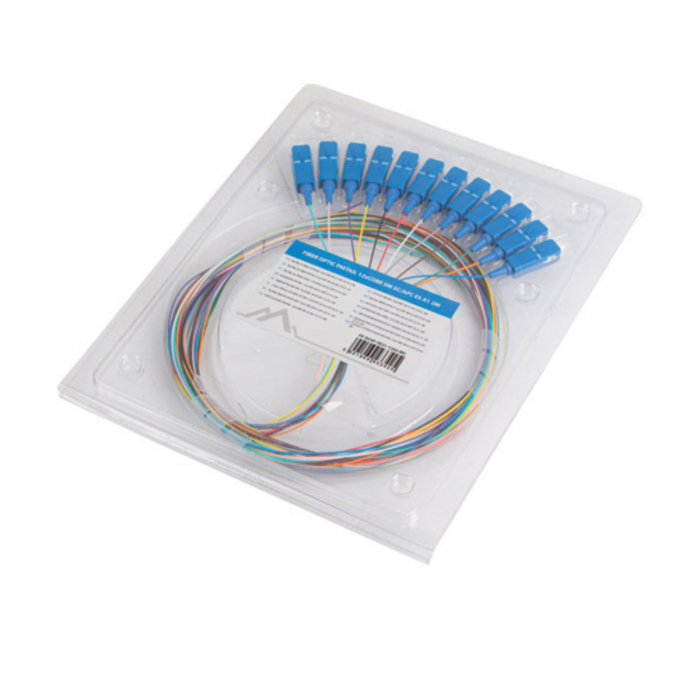 Set 12 adaptoare retea fibra optica coada/Pigtail cu conector SC/UPC, Lanberg 43345, 2m lungime, Easy Strip SM G657A1, multicolor [3]