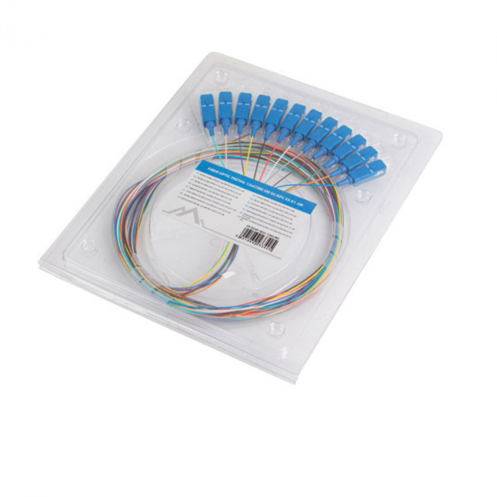 Set 12 adaptoare retea fibra optica coada/Pigtail cu conector SC/UPC, Lanberg 43346, 2m lungime, Semi Tight SM G657A1, multicolor [3]