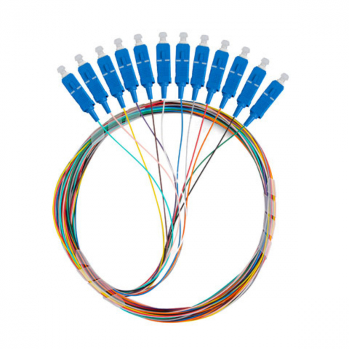 Set 12 adaptoare retea fibra optica coada/Pigtail cu conector SC/UPC, Lanberg 43346, 2m lungime, Semi Tight SM G657A1, multicolor [2]