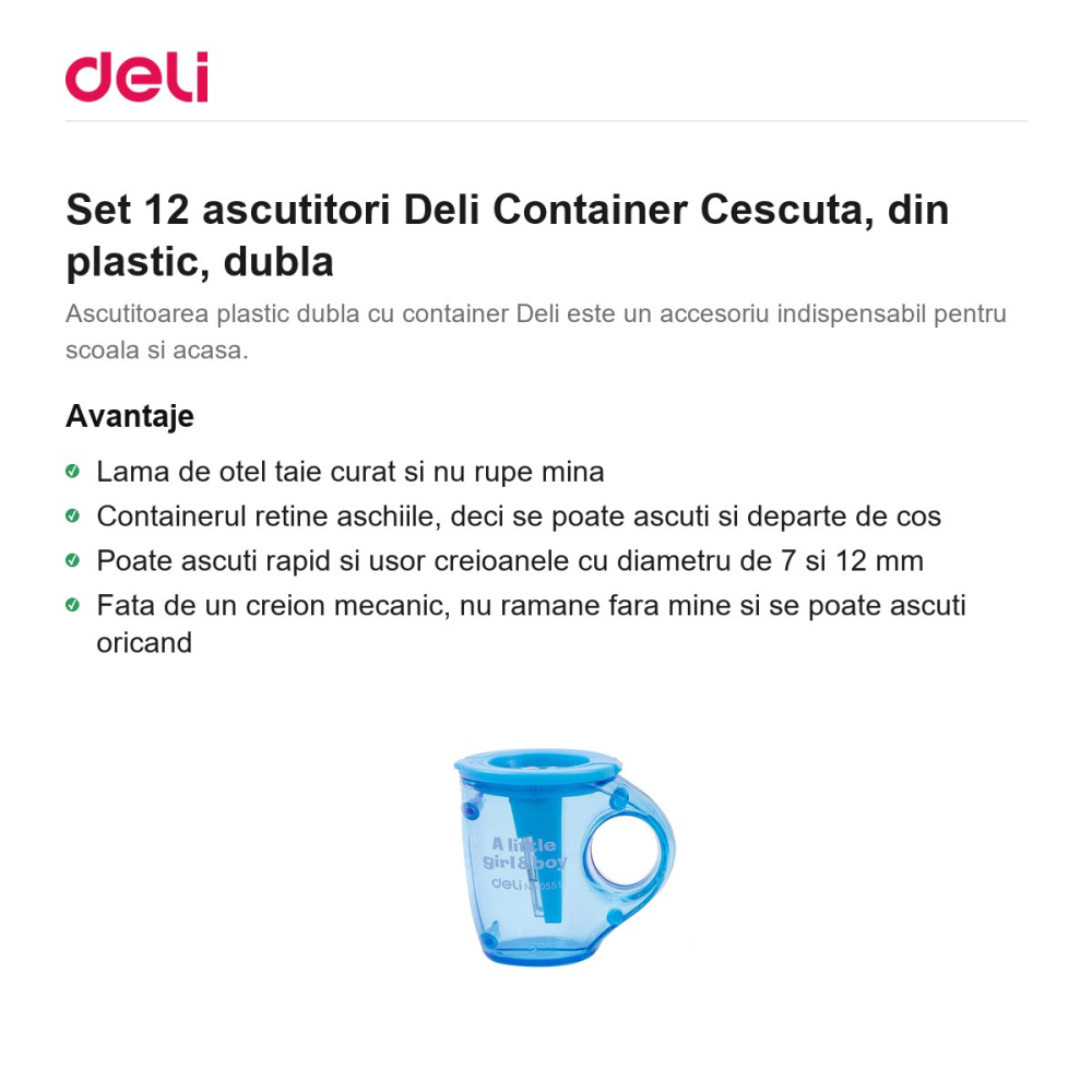 Set 12 ascutitori Deli Container Cescuta, din plastic, dubla [2]