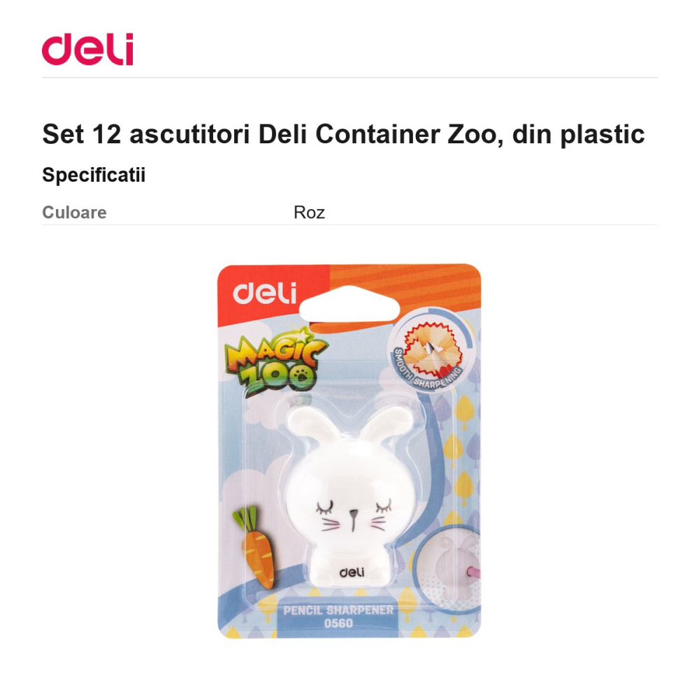 Set 12 ascutitori Deli Container Zoo, din plastic [3]