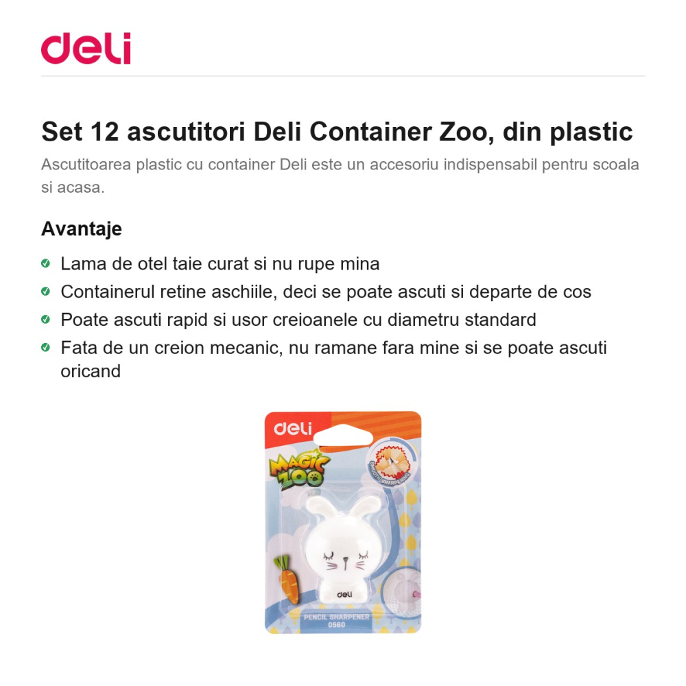 Set 12 ascutitori Deli Container Zoo, din plastic [2]