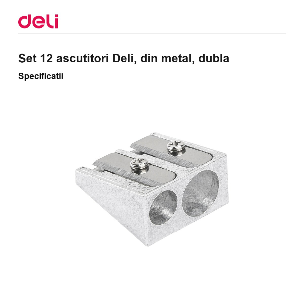 Set 12 ascutitori Deli, din metal, dubla [3]