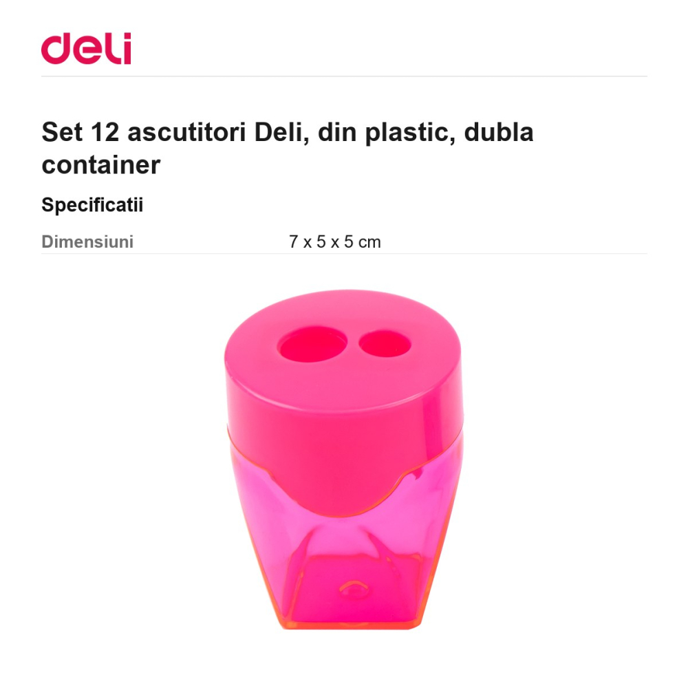 Set 12 ascutitori Deli, din plastic, dubla container [3]
