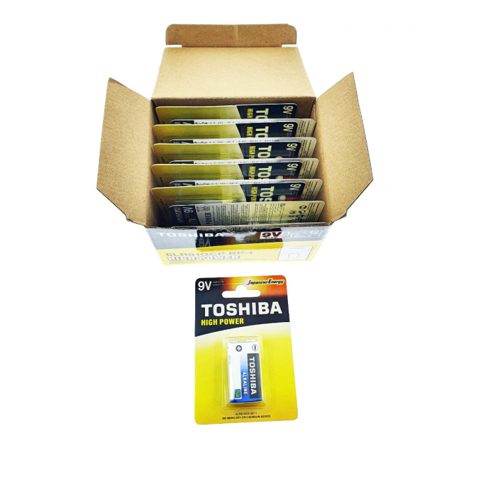 Set 12 baterii 9V alcaline, Toshiba High Power 6LR61, in blistere [4]