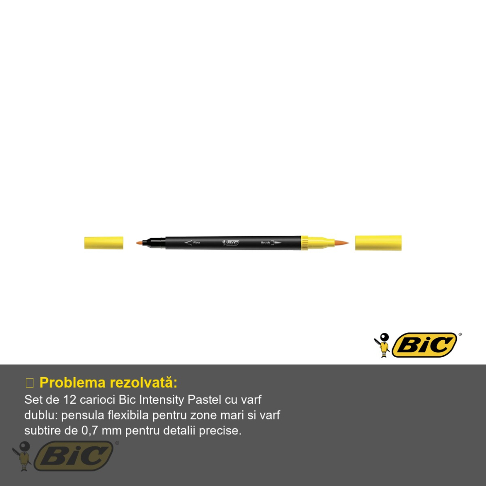 Set 12 carioci Bic Intensity Pastel, varf dublu pensula si subtire, culori pastel pentru colorat si desen [4]