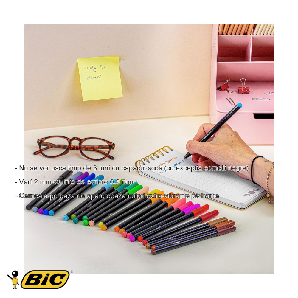 Set 12 carioci Bic Intensity, varf fin 2mm, culori vibrante, pentru desen si conturare [2]