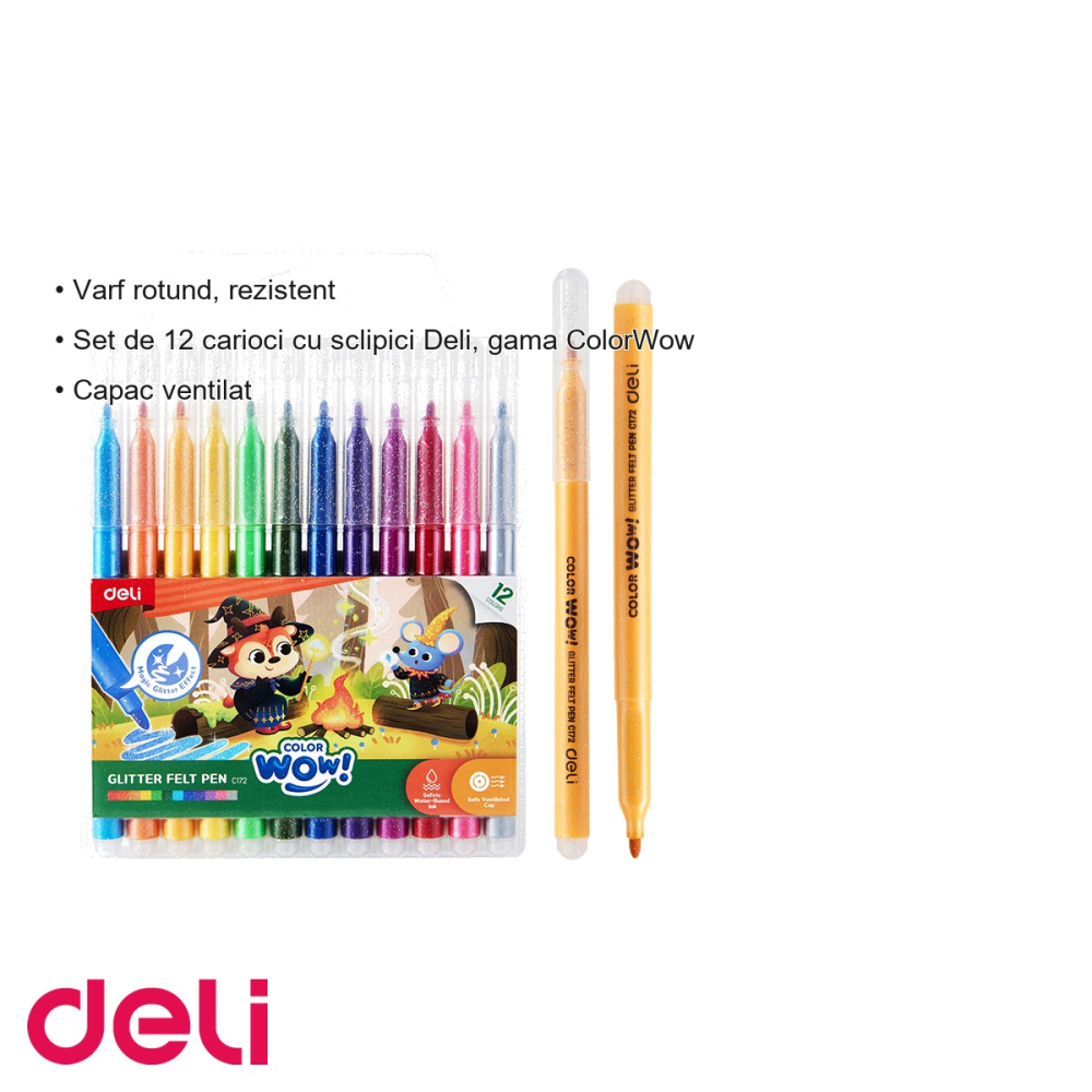 Set 12 carioci cu sclipici Deli ColorWow, efecte stralucitoare, pentru desen creativ [3]