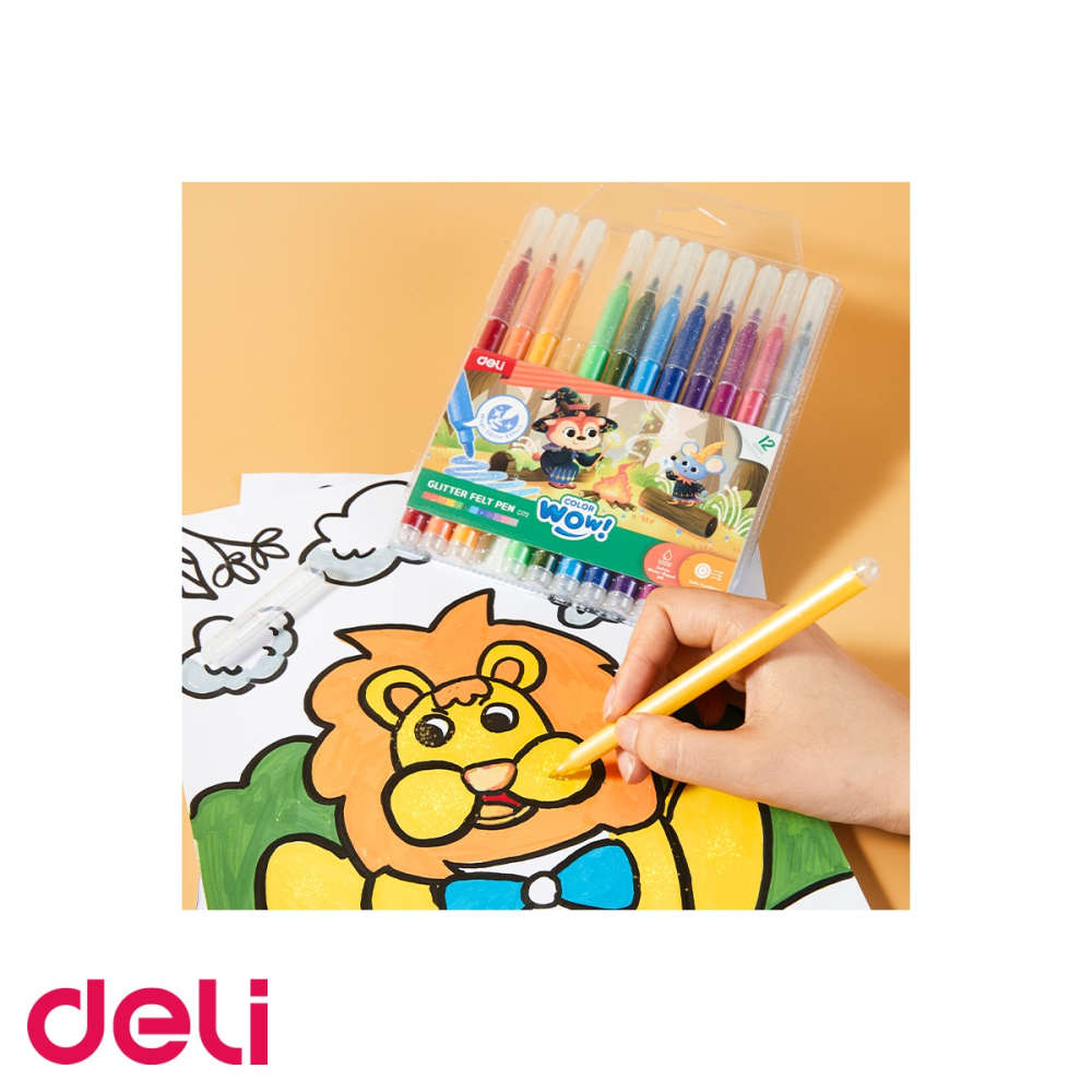 Set 12 carioci cu sclipici Deli ColorWow, efecte stralucitoare, pentru desen creativ [5]
