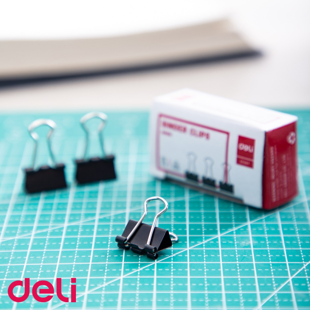 Set 12 clipsuri hartie Deli, 15 mm, clema nichelata, pentru organizare documente la birou [5]