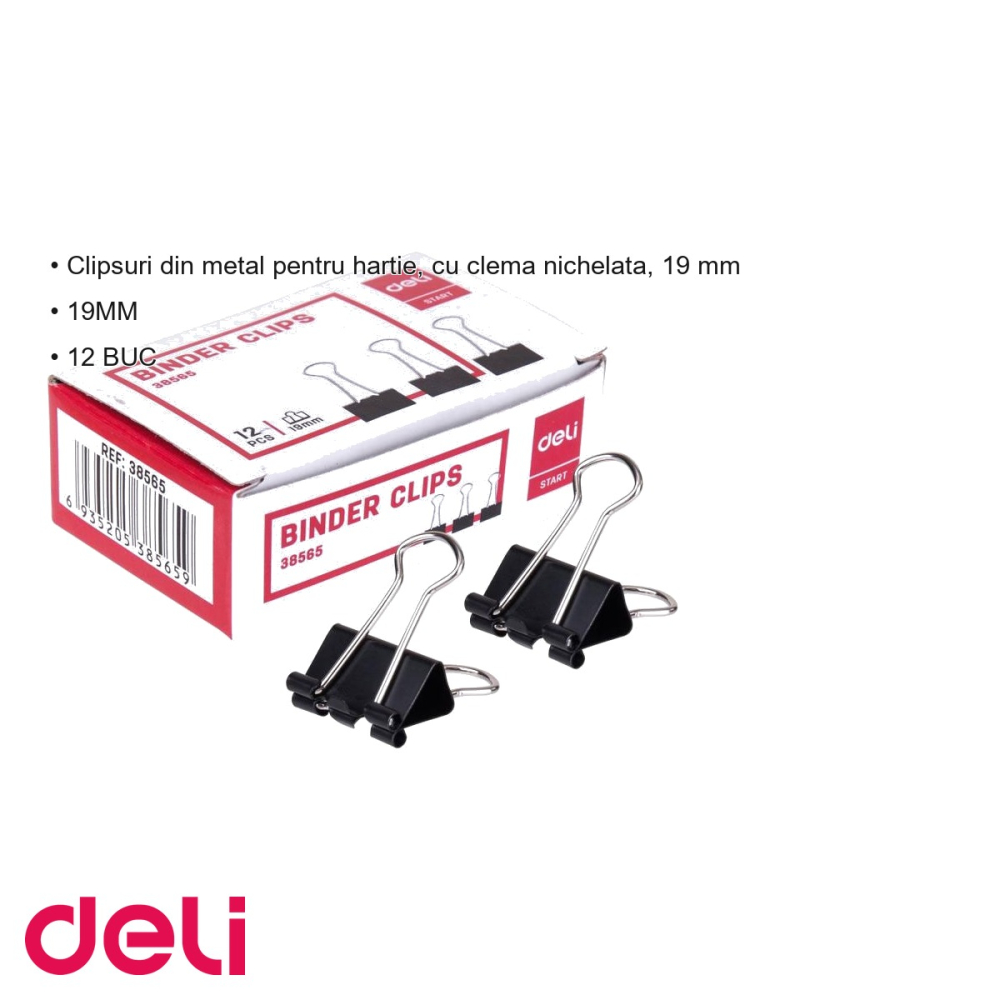 Set 12 clipsuri hartie Deli, 19 mm, metal nichelat, pentru organizare documente la birou [3]