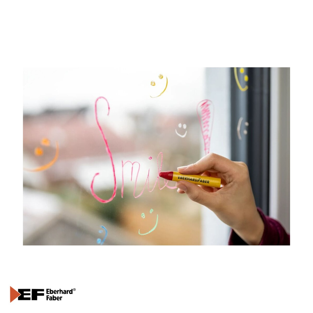 Set 12 creioane cerate Eberhard Faber, forma triunghiulara ergonomica, pentru sticla, whiteboard si hartie [4]