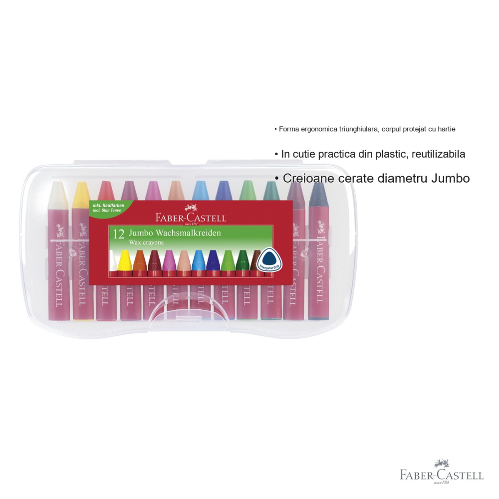 CREIOANE CERATE 12 CULORI JUMBO CUTIE PLASTIC FABER-CASTELL [3]