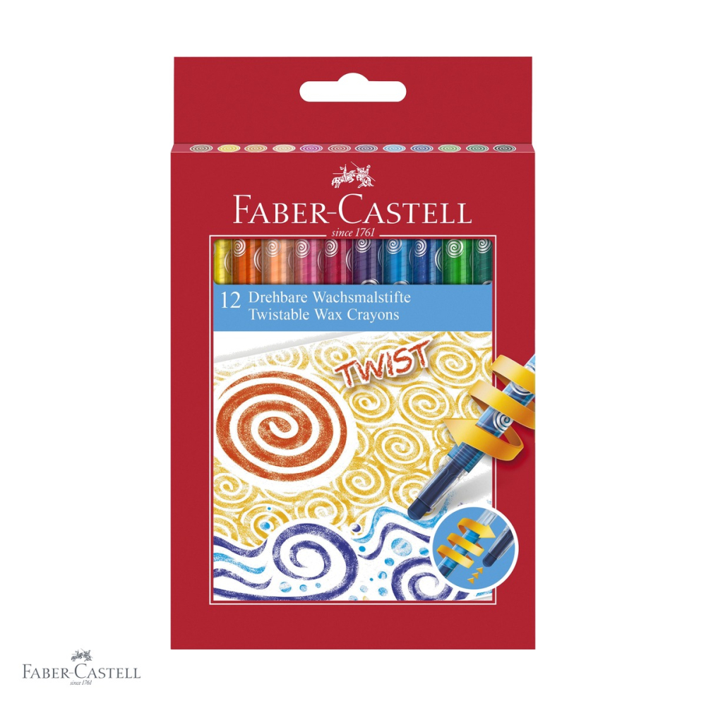 Set 12 creioane cerate retractabile Faber-Castell, corp din plastic, culori intense, pentru desen si colorat [1]