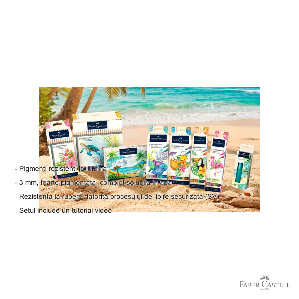 Set 12 creioane colorate acuarela Faber-Castell Goldfaber Tropical Collection pentru tehnici mixte [2]