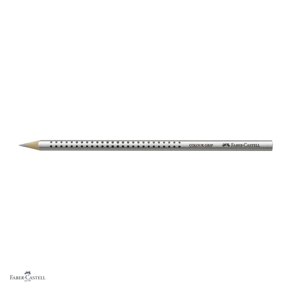 Set 12 creioane colorate argintii Faber-Castell Grip, forma triunghiulara ergonomica, pentru copii [4]