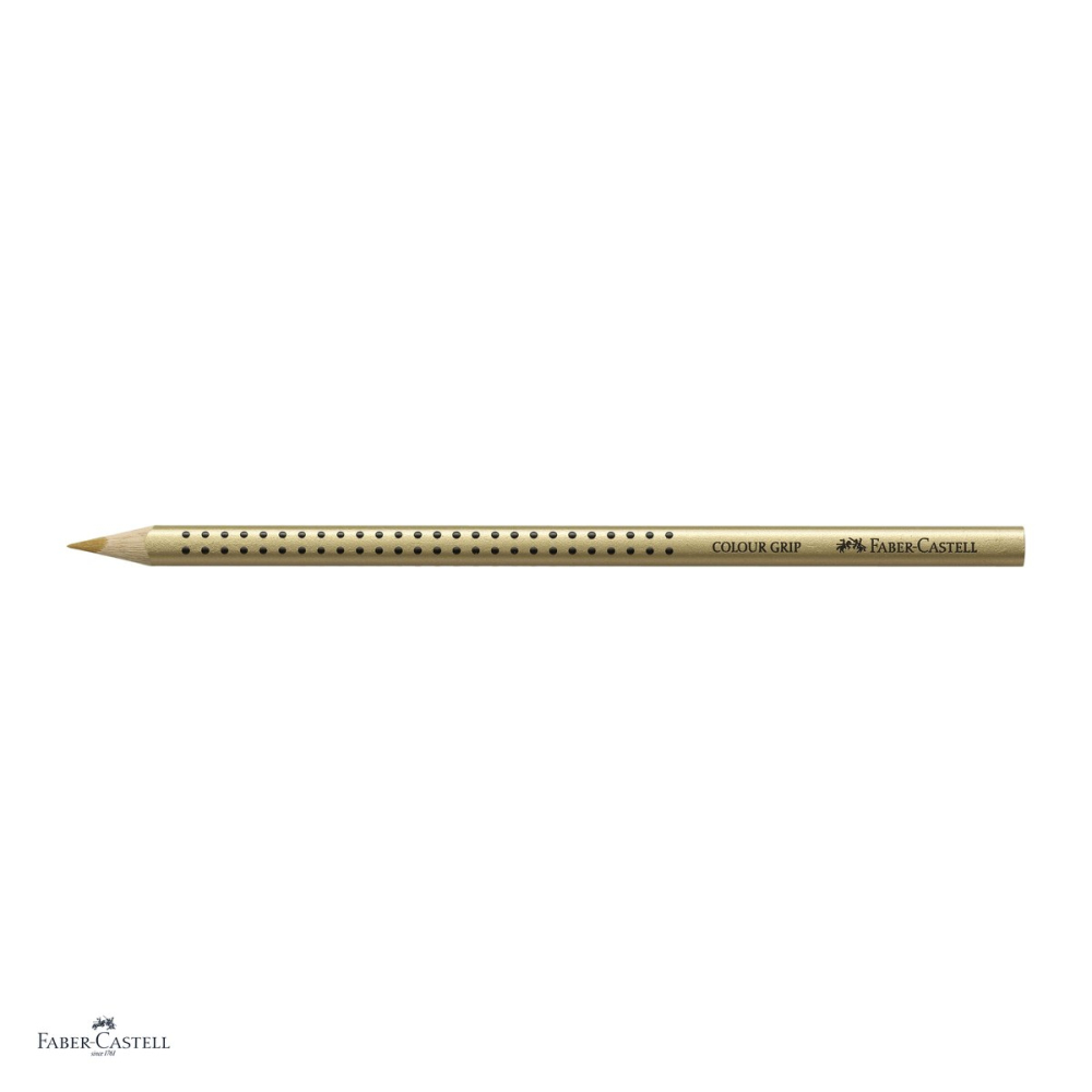 Set 12 creioane colorate aurii Faber-Castell Grip, forma triunghiulara ergonomica, pentru copii [4]