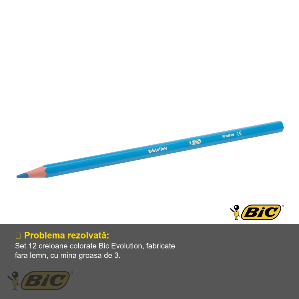 Set 12 creioane colorate Bic Evolution, fara lemn, mina 3.2 mm, pentru copii [4]