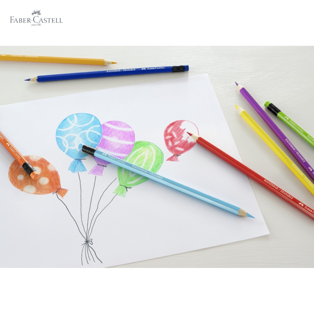 Set 12 creioane colorate cu guma Faber-Castell Eco, forma hexagonala, pentru copii si scolari [5]