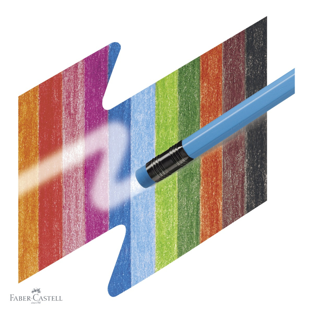 Set 12 creioane colorate cu guma Faber-Castell Eco, forma hexagonala, pentru copii si scolari [4]