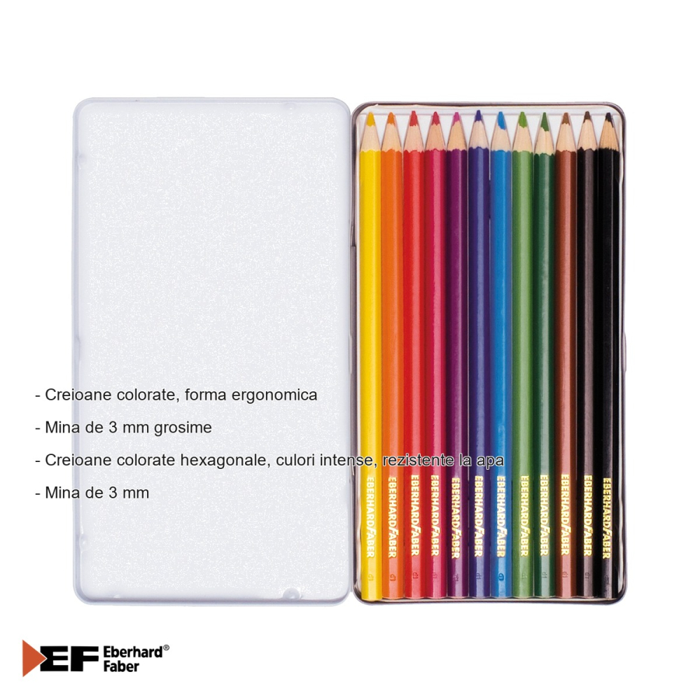 CREIOANE COLORATE 12 CULORI CUTIE METAL EBERHARD FABER [2]
