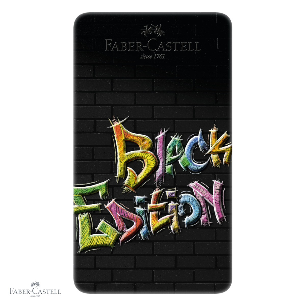 Set 12 creioane colorate Faber-Castell Black Edition, mina moale, cutie metal, pentru desen si ilustratie [4]