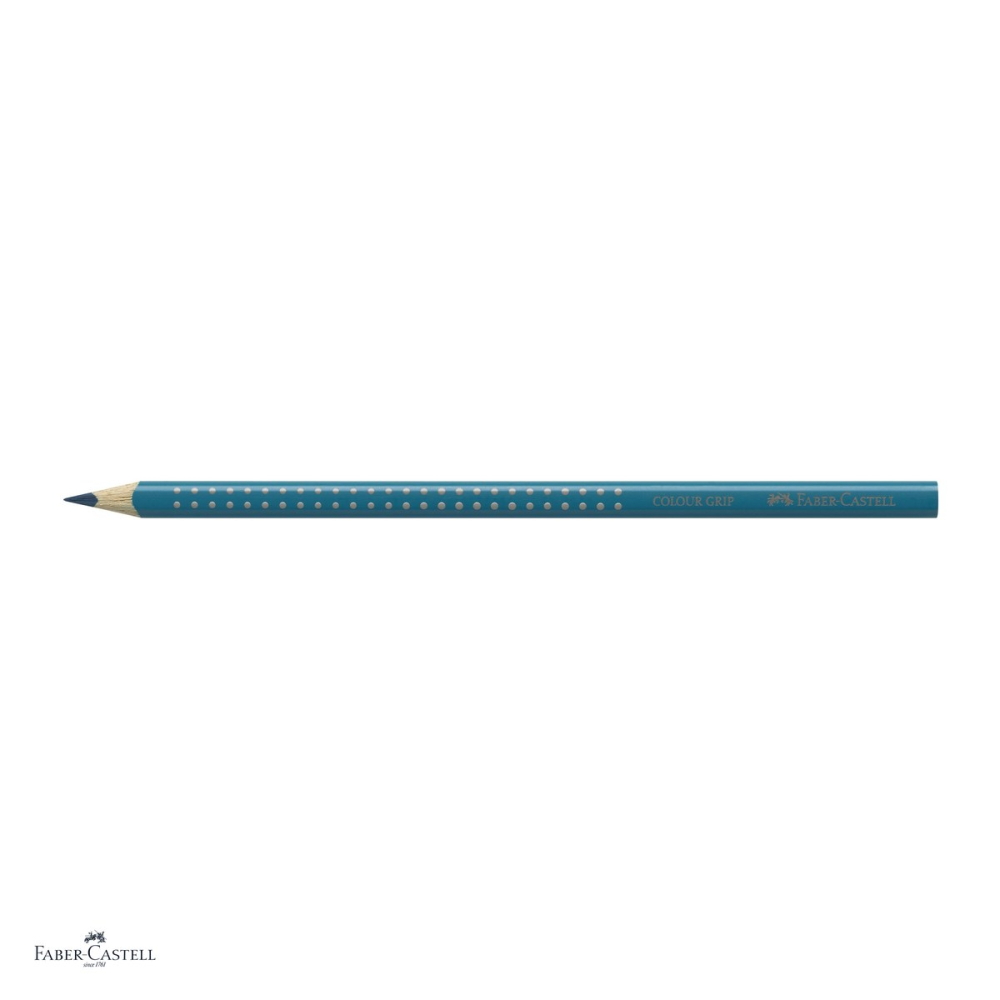Set 12 creioane colorate Faber-Castell Grip 2001, culoare turcoaz cobalt, forma triunghiulara ergonomica, pentru copii [4]
