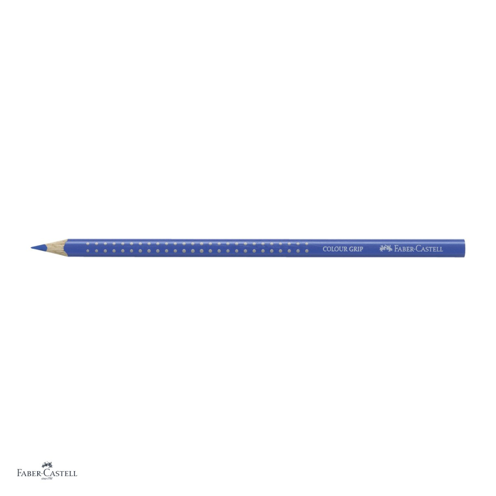 Set 12 creioane colorate Faber-Castell Grip albastru cobalt, forma triunghiulara ergonomica, pentru copii [4]