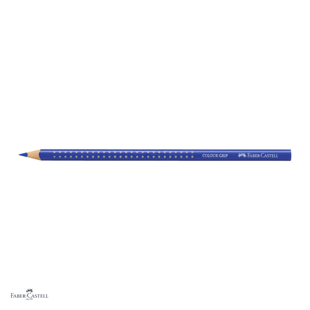 Set 12 creioane colorate Faber-Castell Grip albastru ultramarin, forma triunghiulara ergonomica, pentru copii [4]